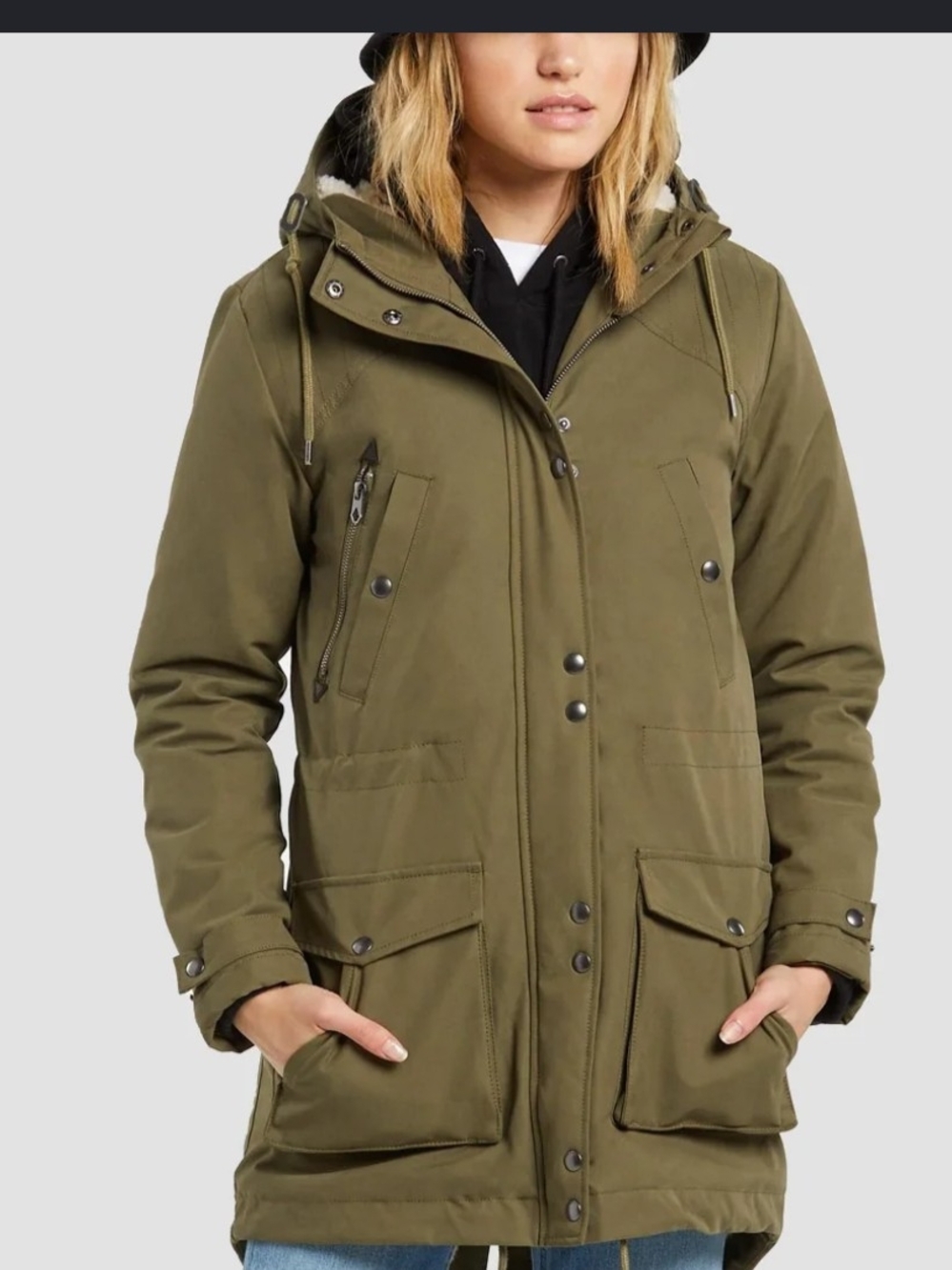 Volcom Olive Green Utility Hooded Parka